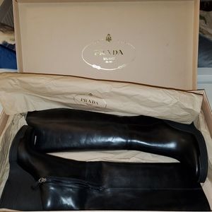Prada Knee High Wedge Boots - New - Made in Italy